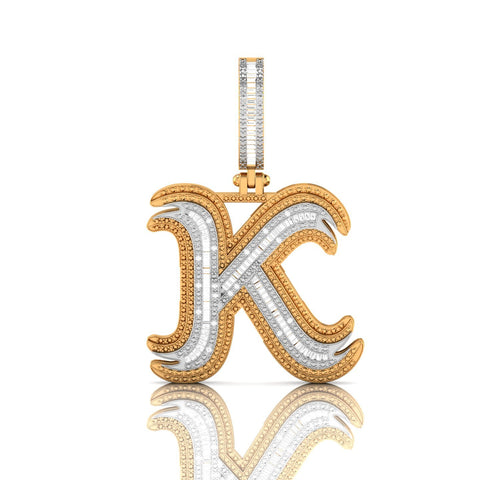 Onirique Initials 925 Sterling Silver 14K Gold Plated Pendant With Diamond Stones