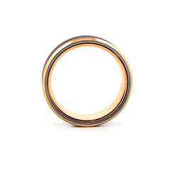 FALCON | Gold & Silver Red Groove Gold Beveled Edges Tungsten Ring