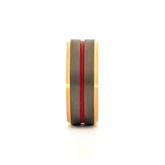 ATOM | Black Silver Red Groove Gold Beveled Edges Tungsten Ring