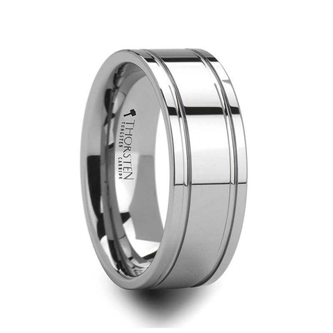 ANCHORAGE Men’s Tungsten Wedding Band with Dual Offset Grooves - 6mm or 8mm