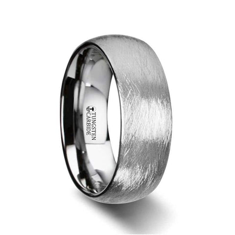 BLACKWALD Domed Tungsten Carbide Ring with Wire Brushed Finish Design - 6mm & 8mm