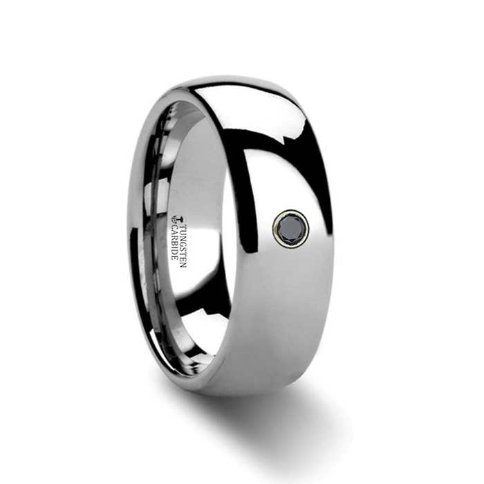 BRISBANE Domed Black Diamond Tungsten Ring - 6mm & 8mm