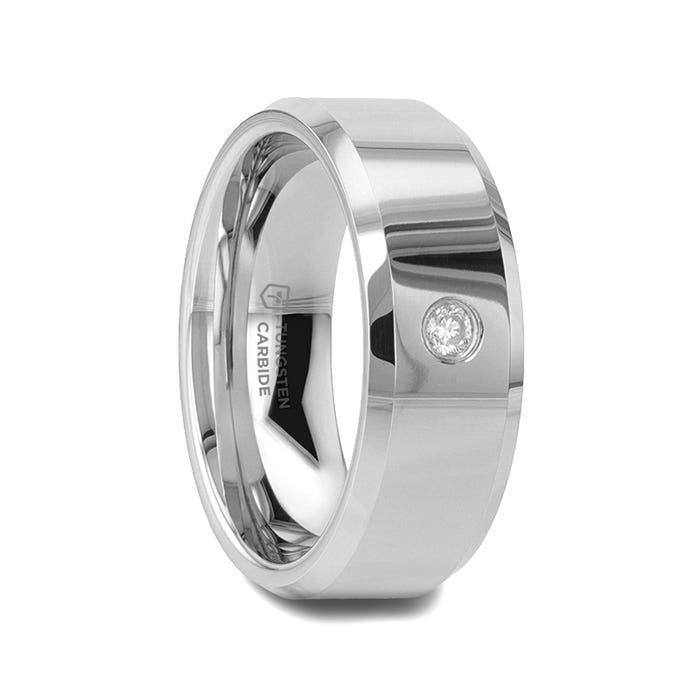 WATERFORD Beveled Diamond Tungsten Wedding Band - 6mm & 8mm